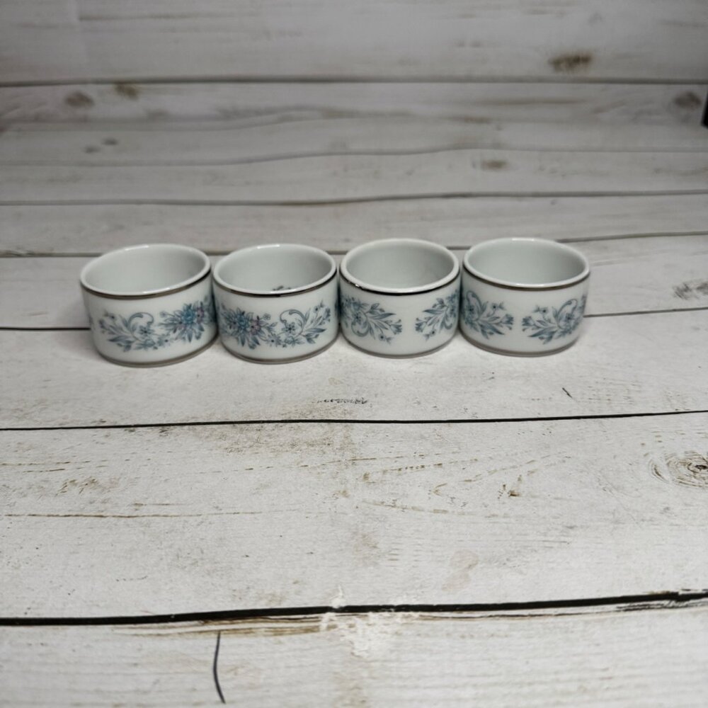 Noritake Blue Hill 2482 Napkin Rings Set of 4 Fine China Floral - Picture 4 of 8